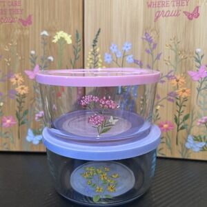 New Dolly Wildflower Spring Collection -16oz Wildflower Glass  Food  Containers